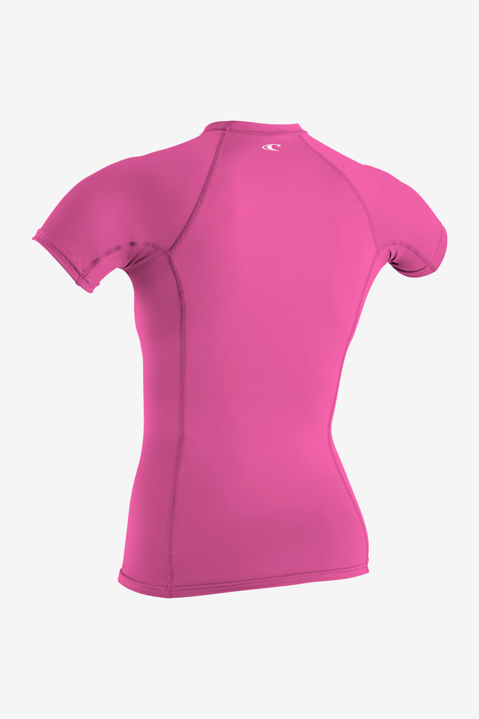 Women's Basic Skins-2 S/S Rash Guard - Fox Pink | O'Neill