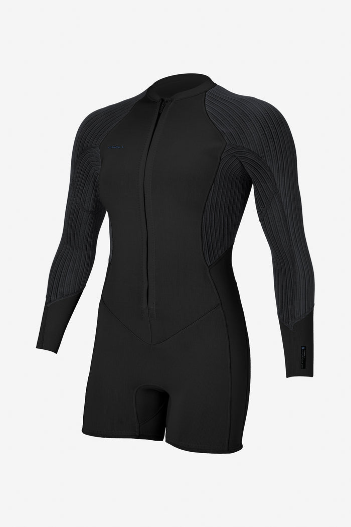 Women's Hyperfreak 2mm Front Zip L/S Surfsuit - Blk/Blk | O'Neill