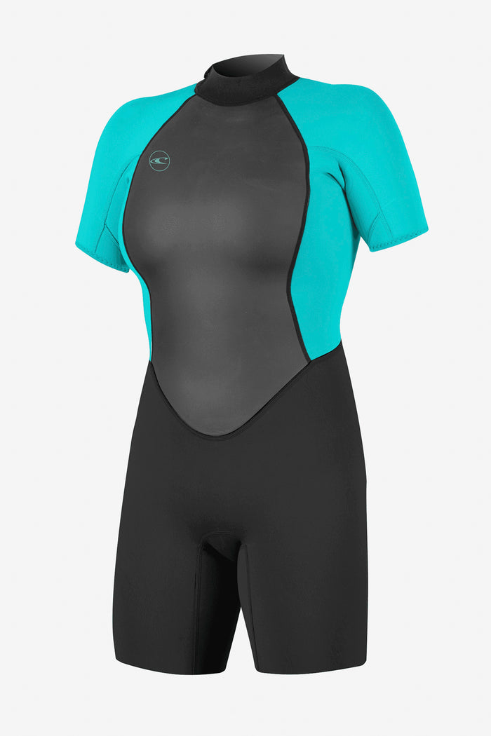 Women's Reactor-2 2mm Back Zip S/S Spring Wetsuit - Blk/Light Aqua | O'Neill
