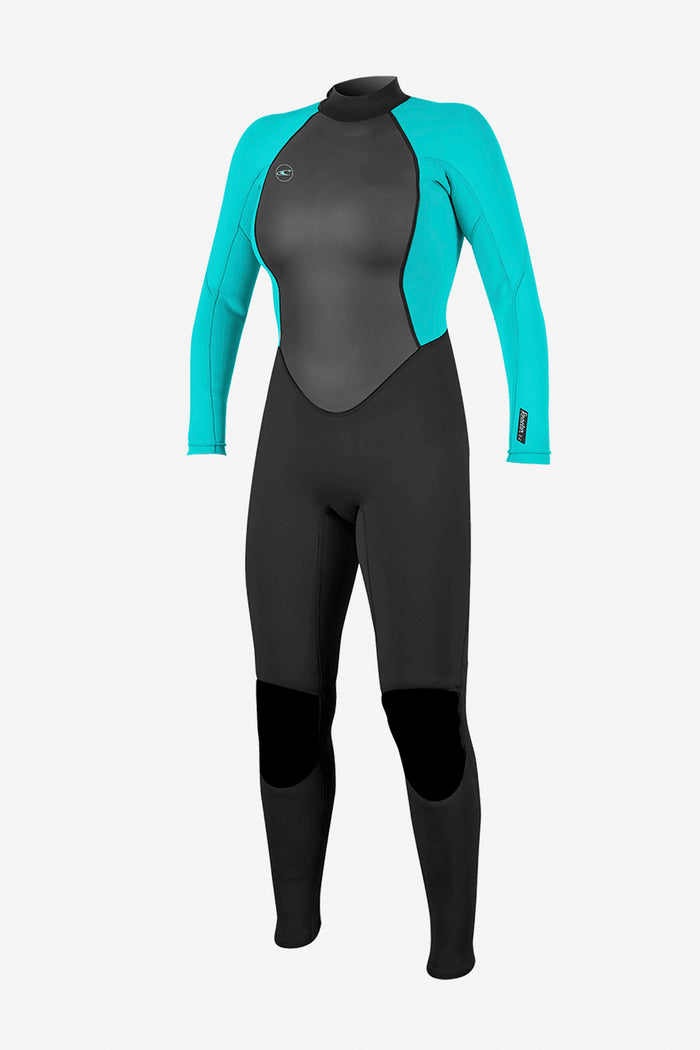Women's Reactor-2 3/2mm Back Zip Full Wetsuit - Blk/Light Aqua | O'Neill