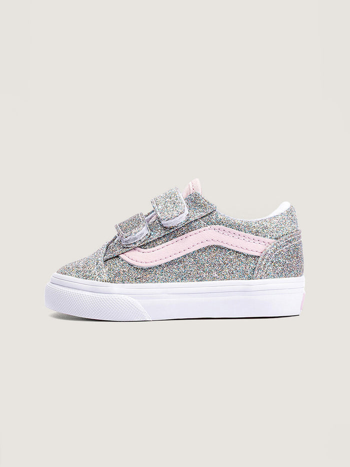 Zapatilla Niña (4 A 8 Años) Old Skool Velcro Celeste